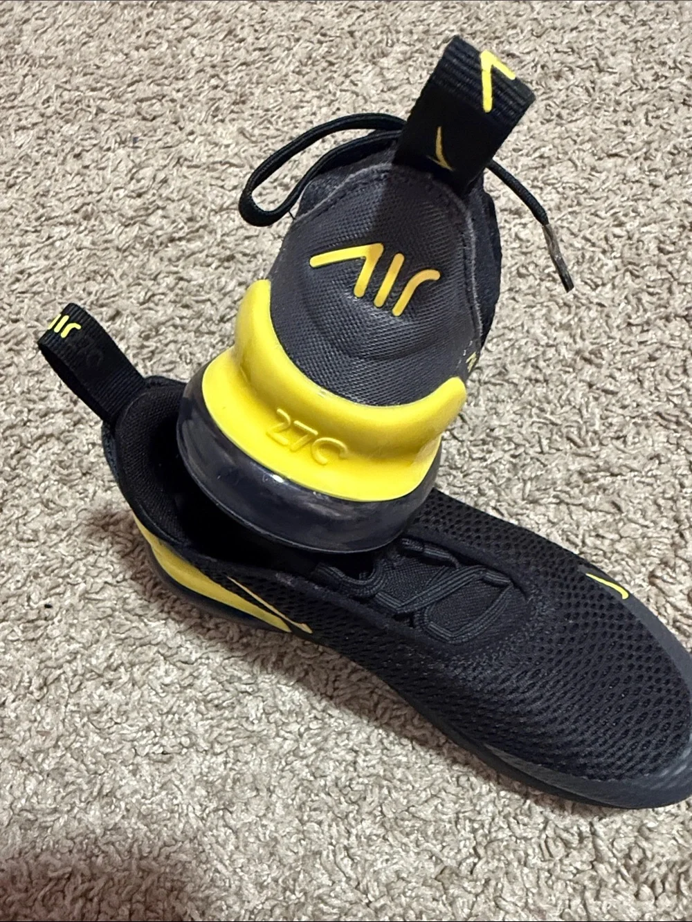 Nike Kids Black and Yellow Mesh Athletic Sneakers